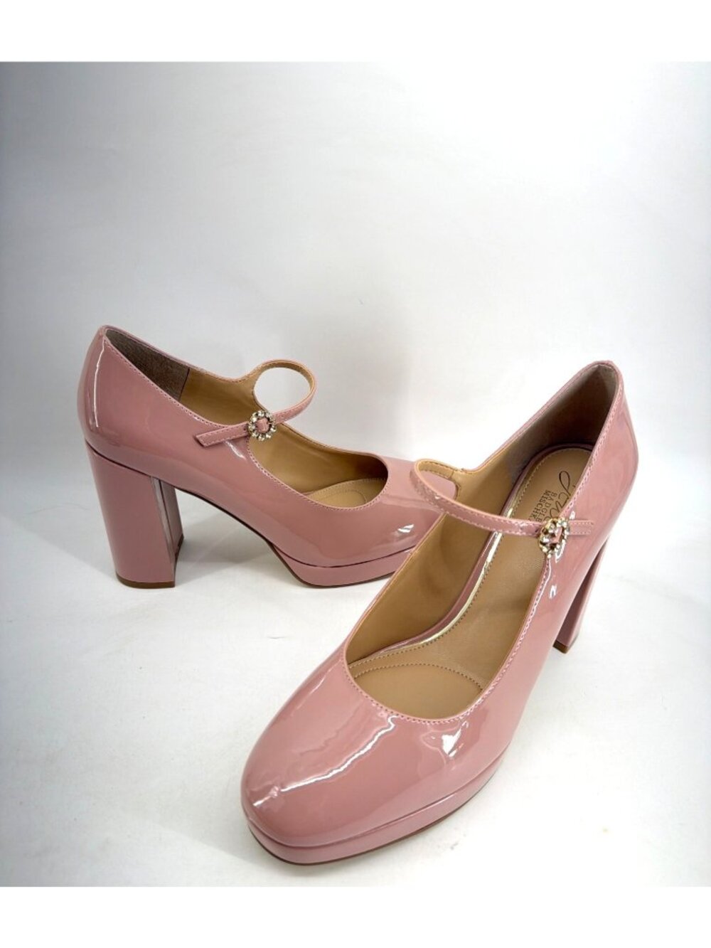 Badgley Mischka Trisha Platform Pumps Rose Pink Block Heel Shoes Size 9.5